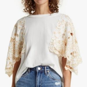 Women's White and Gold Top